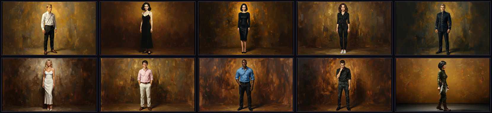 Character gallery showing 10 interactive 360 viewers