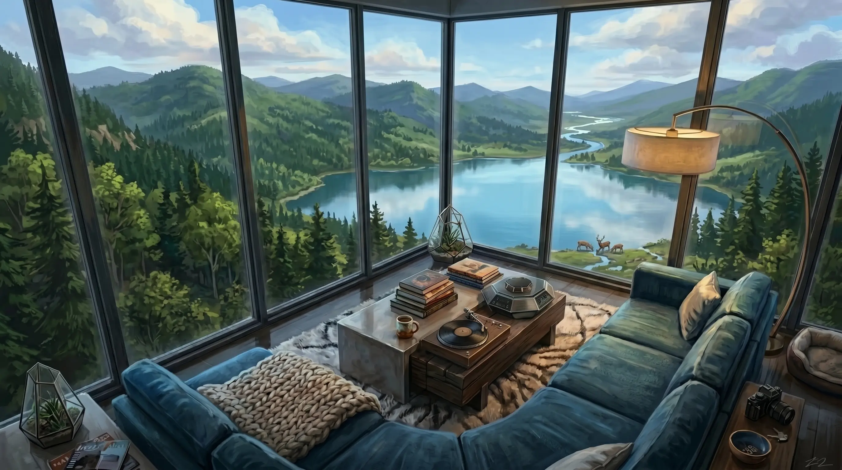 Mountain river valley view