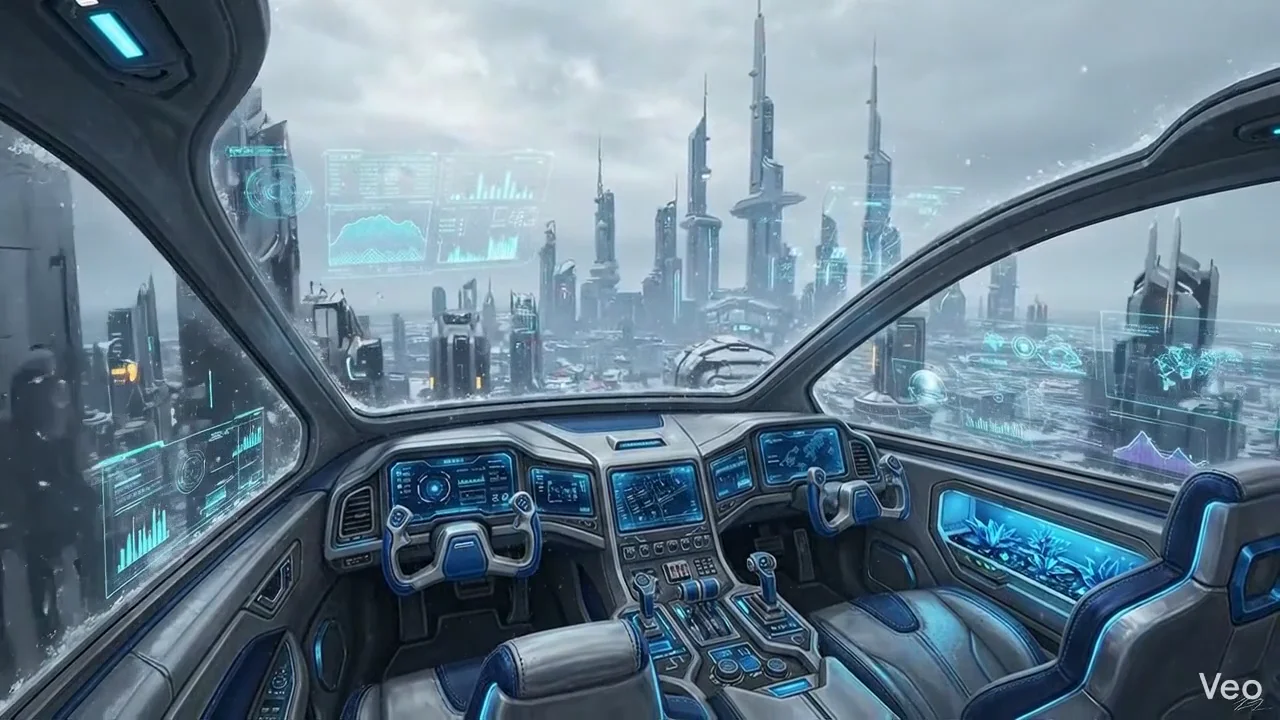 Elite Hovercraft cockpit flyover over the city skyline